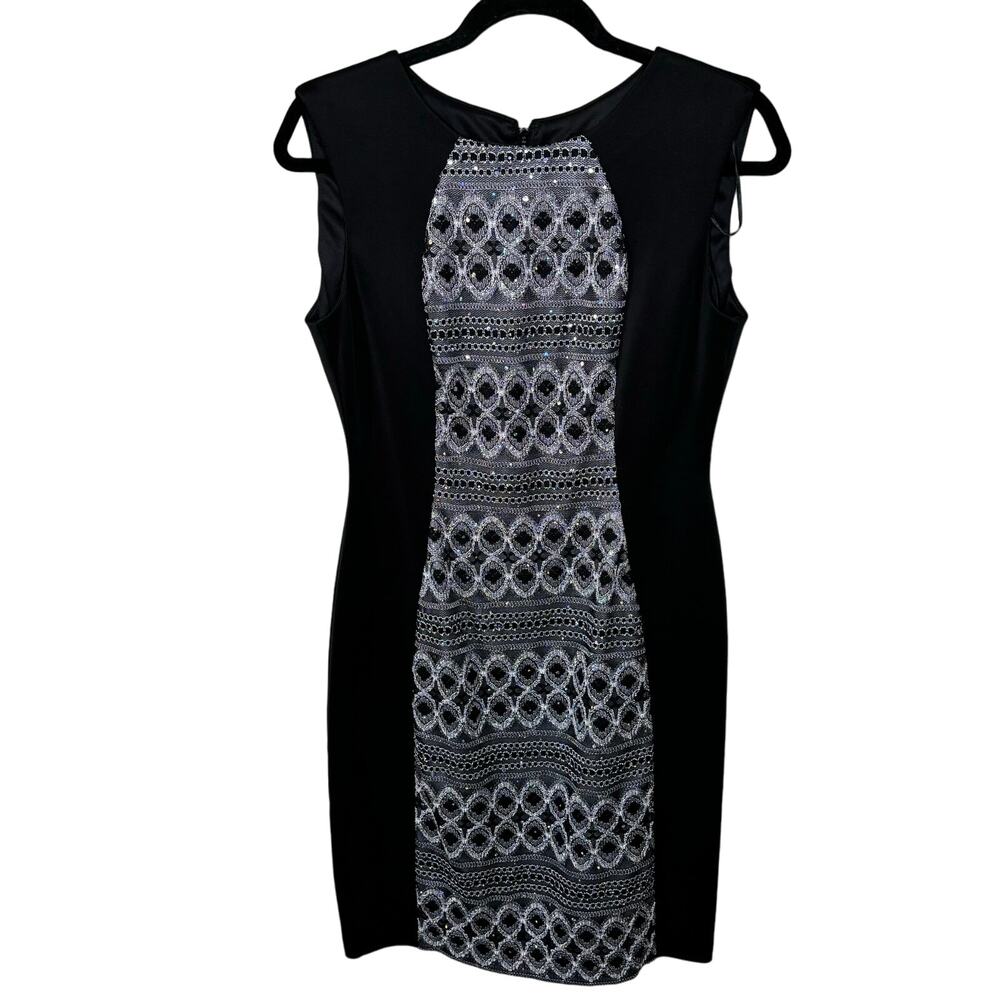 R&M Richards Black Sheath Sleeveless Knee Length Dress Women's Size 8